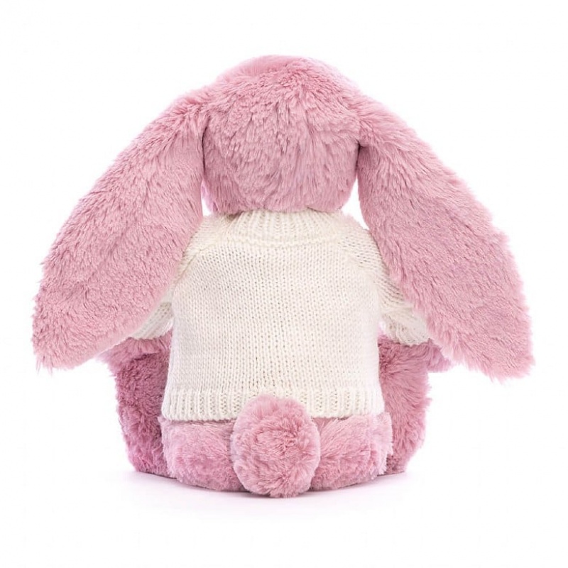 MEDIUM Jellycat Blossom Tulip Bunny with Personalised Cream Jumper 31 CM X 12 CM, Jellycat USA | VL8679234