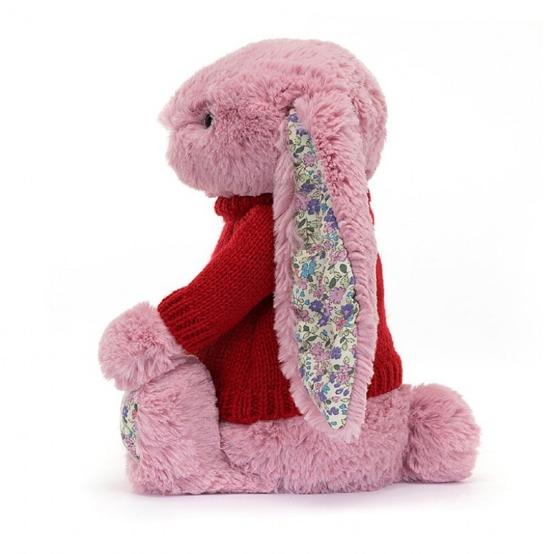 MEDIUM Jellycat Blossom Tulip Bunny with Personalised Red Jumper 31 CM X 12 CM, Jellycat USA | OS0213675