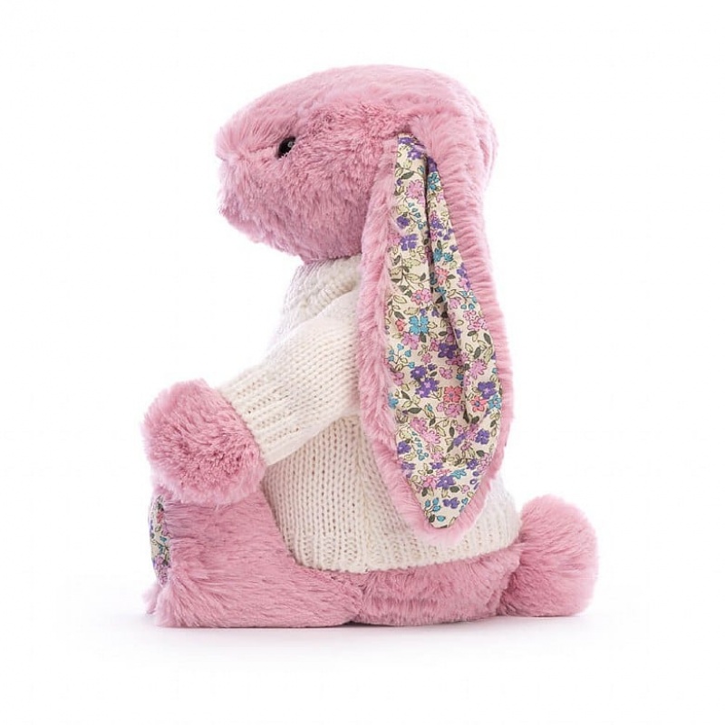 MEDIUM Jellycat Blossom Tulip Bunny with Personalised Cream Jumper 31 CM X 12 CM, Jellycat USA | XW3714650