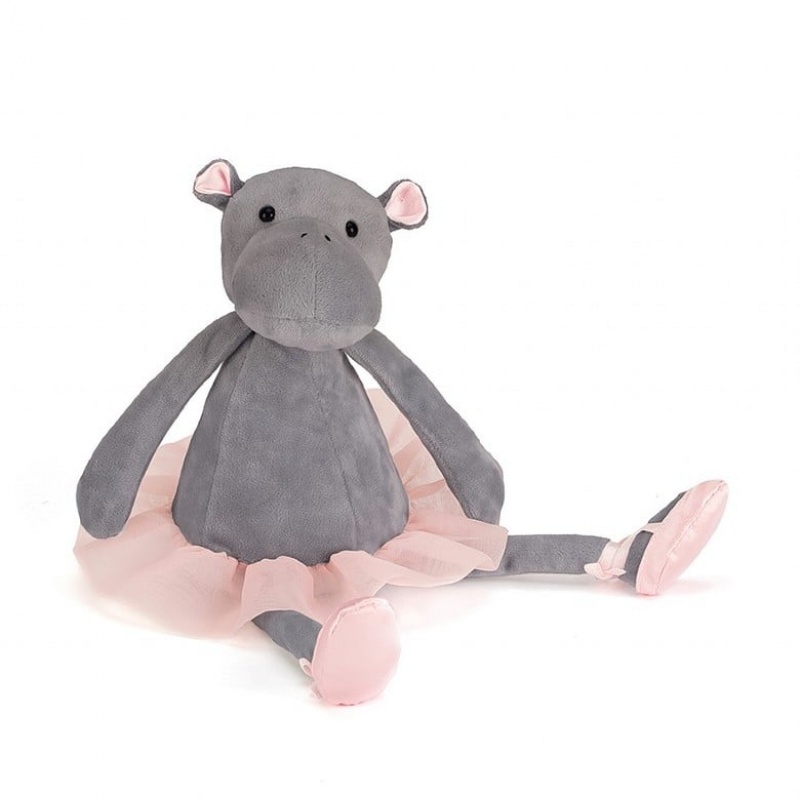 MEDIUM Jellycat Dancing Darcey Hippo 33 CM X 10 CM, Jellycat USA | SQ8362705