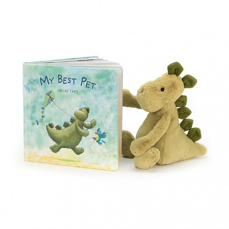 MEDIUM Jellycat My Best Pet Book and Bashful Dino, Jellycat USA | KJ0174639