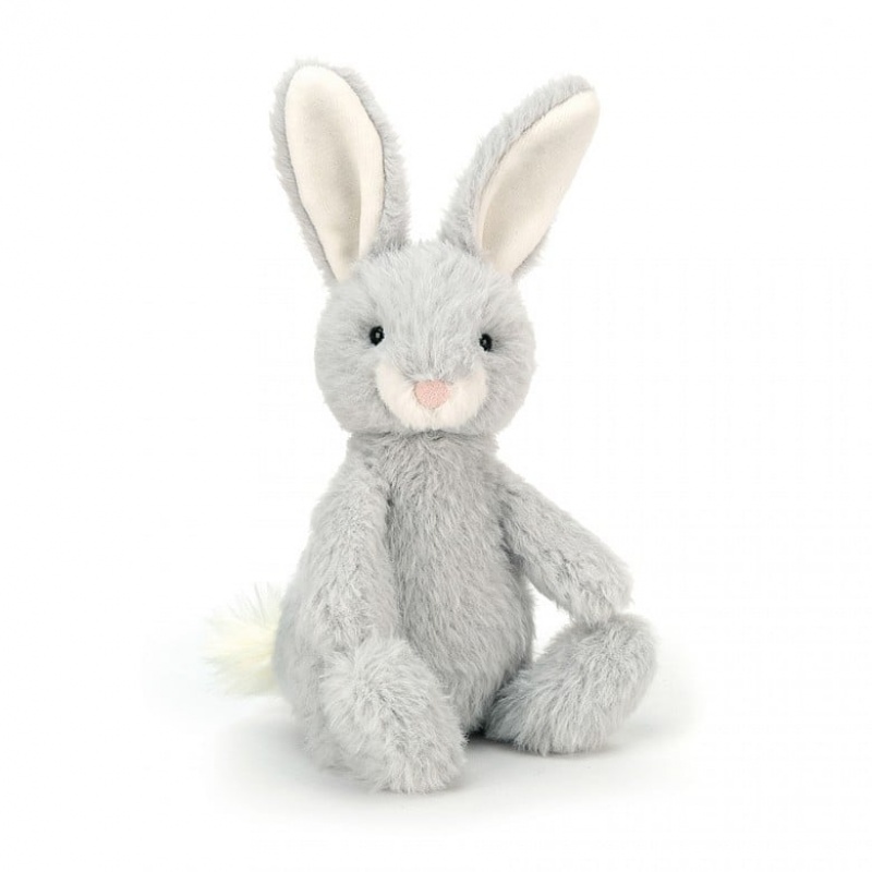 MEDIUM Jellycat Nibbles Silver Bunny 21 CM, Jellycat USA | ZR8439026