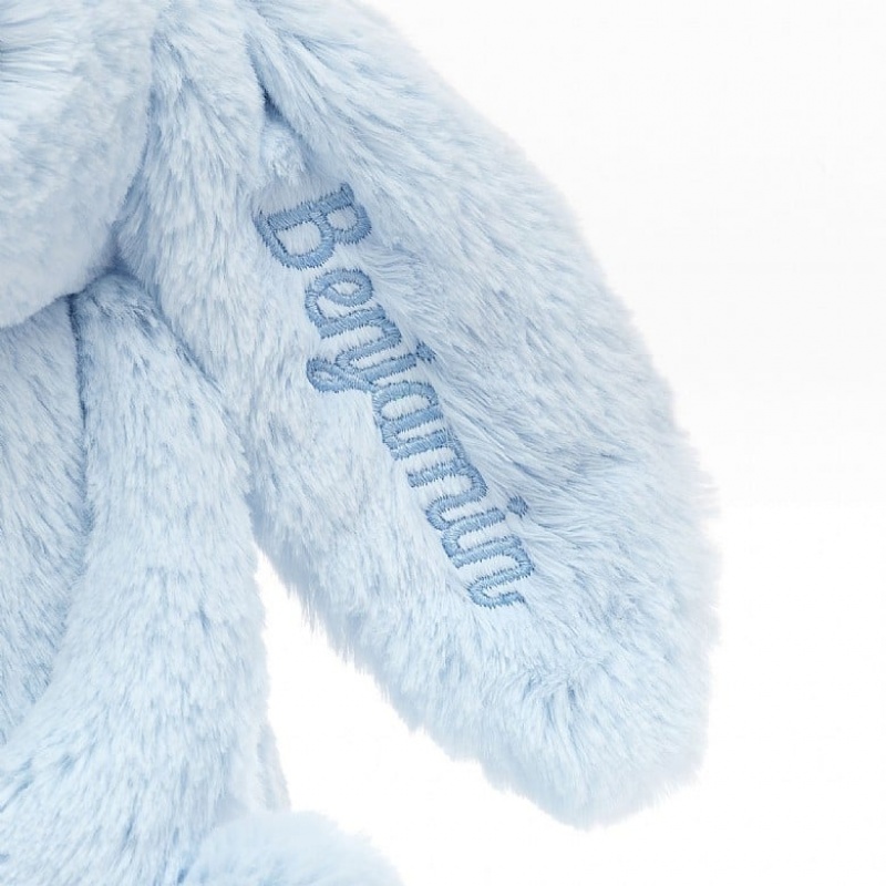 MEDIUM Jellycat Personalised Bashful Blue Bunny 31 CM X 12 CM, Jellycat USA | AH4352067