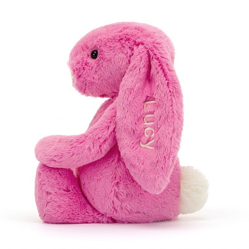 MEDIUM Jellycat Personalised Bashful Hot Pink Bunny 31 CM X 12 CM, Jellycat USA | HL7018695