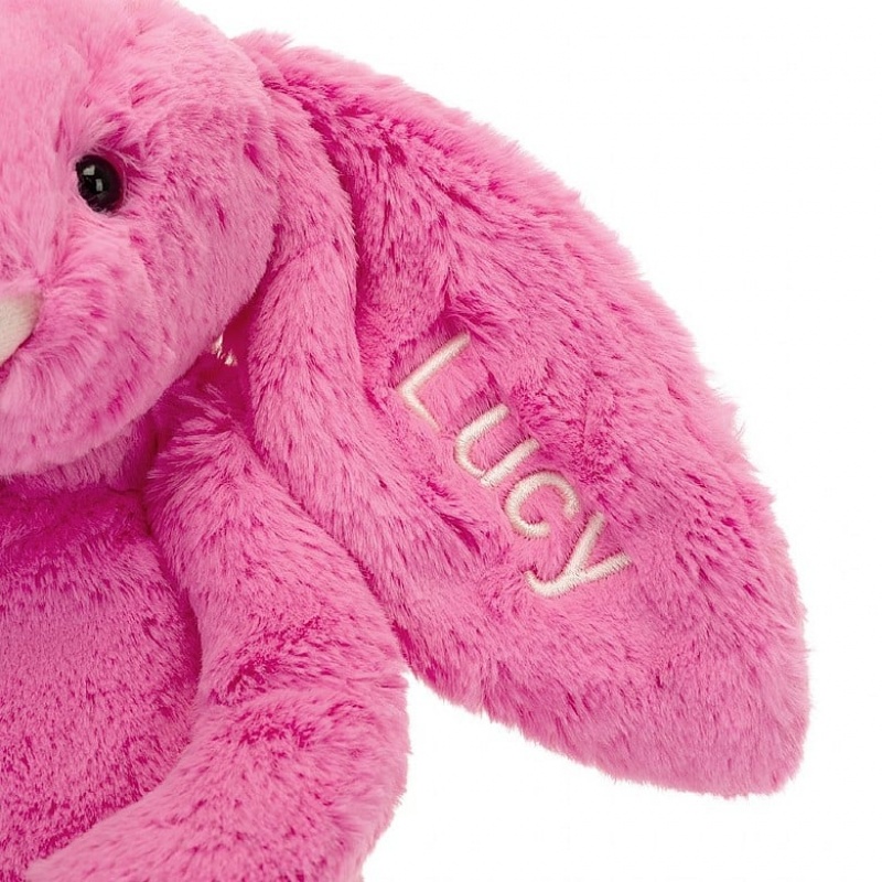 MEDIUM Jellycat Personalised Bashful Hot Pink Bunny 31 CM X 12 CM, Jellycat USA | HL7018695