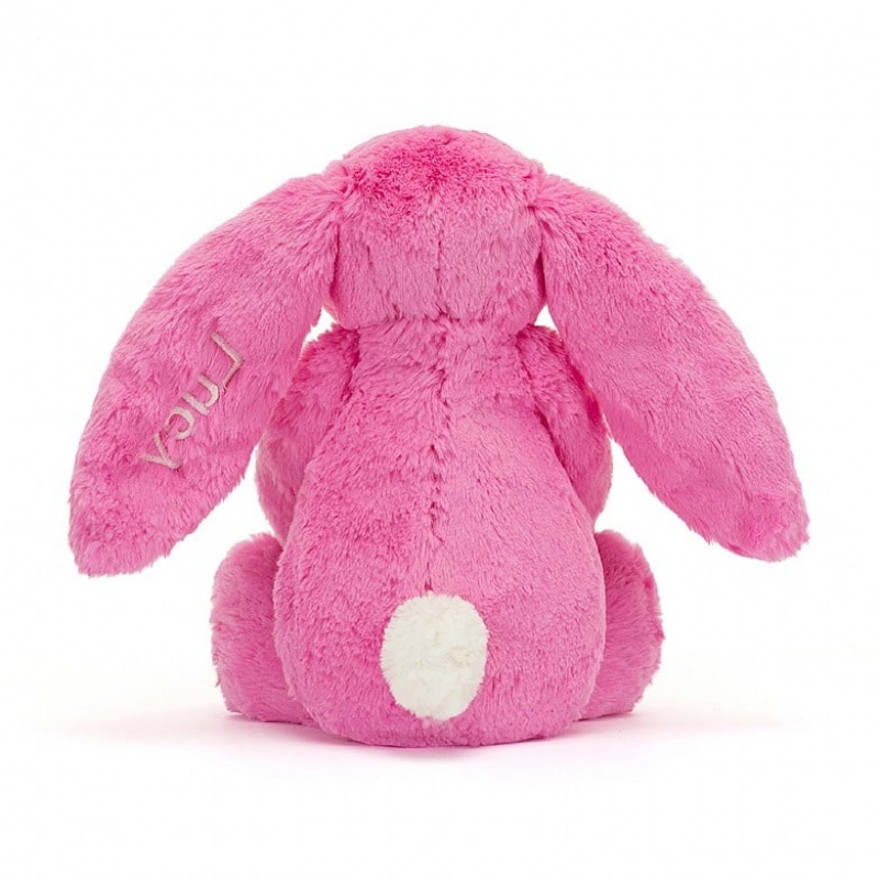 MEDIUM Jellycat Personalised Bashful Hot Pink Bunny 31 CM X 12 CM, Jellycat USA | HL7018695