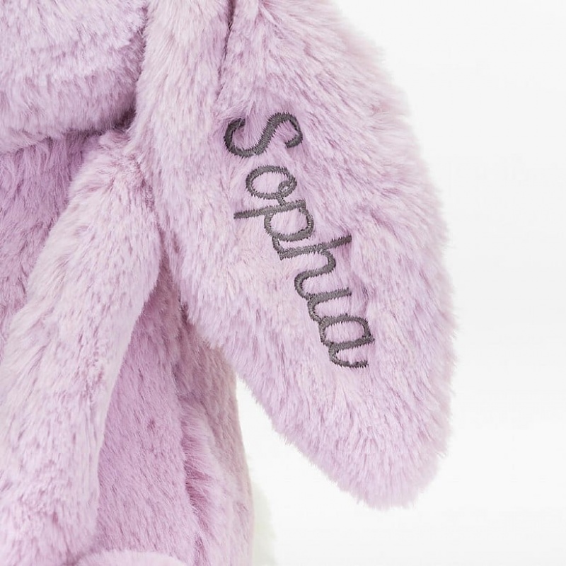 MEDIUM Jellycat Personalised Bashful Lilac Bunny 31 CM X 12 CM, Jellycat USA | DO8607945