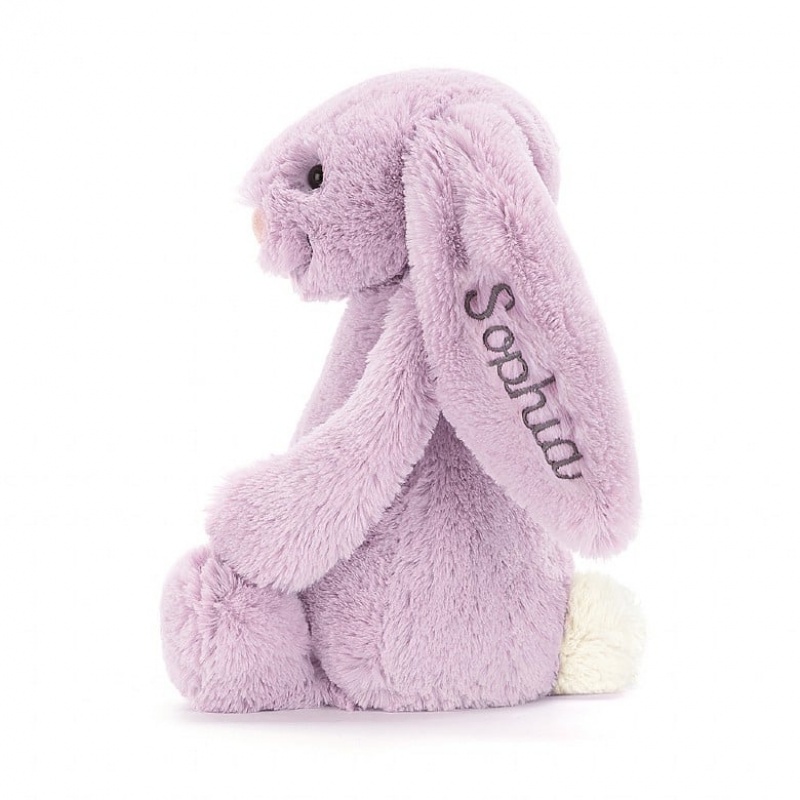 MEDIUM Jellycat Personalised Bashful Lilac Bunny 31 CM X 12 CM, Jellycat USA | DO8607945