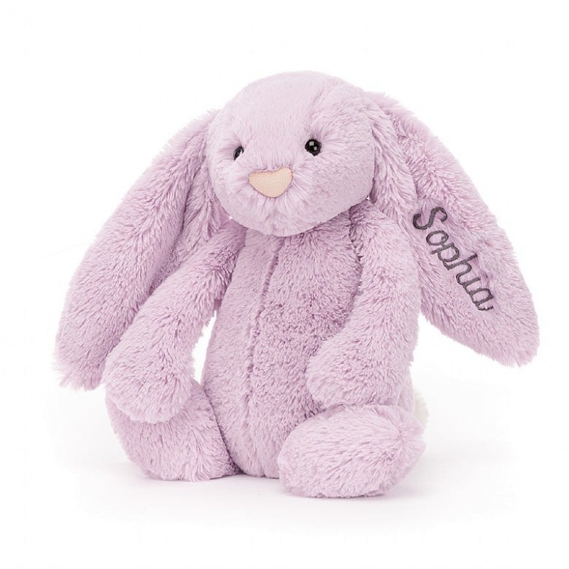 MEDIUM Jellycat Personalised Bashful Lilac Bunny 31 CM X 12 CM, Jellycat USA | DO8607945