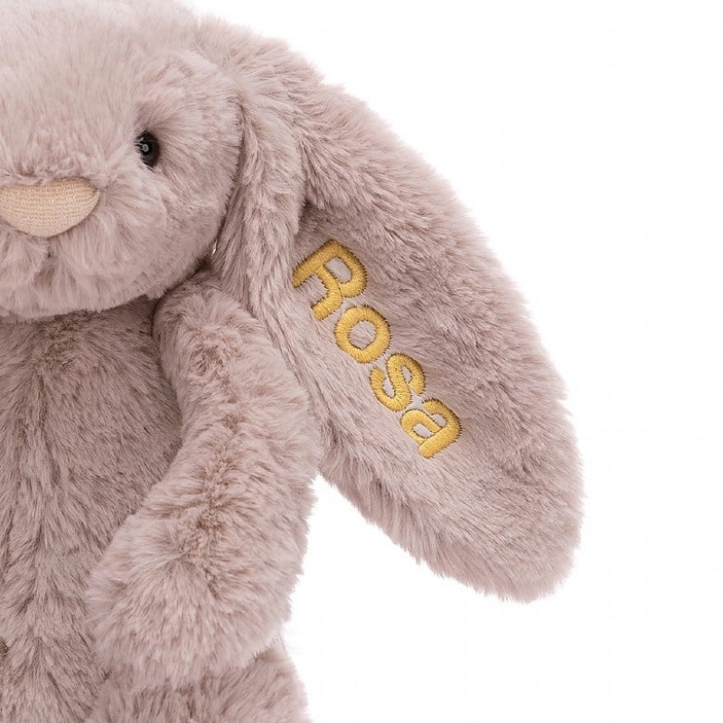 MEDIUM Jellycat Personalised Bashful Luxe Bunny Rosa 31 CM X 12 CM, Jellycat USA | SJ7291456