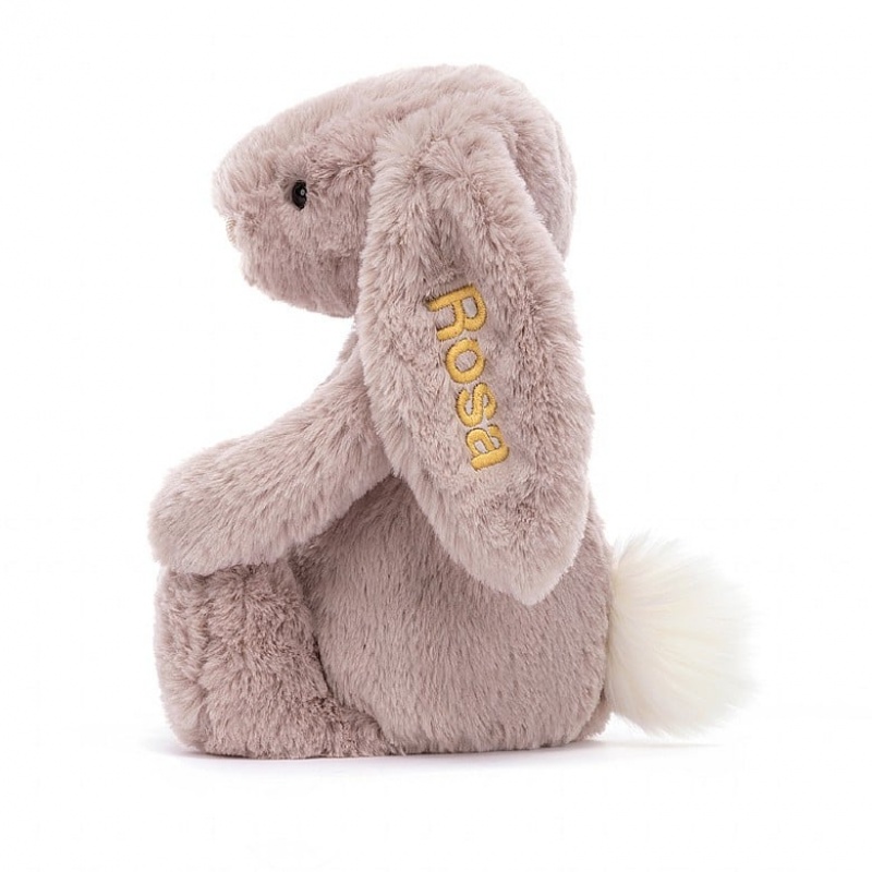 MEDIUM Jellycat Personalised Bashful Luxe Bunny Rosa 31 CM X 12 CM, Jellycat USA | SJ7291456