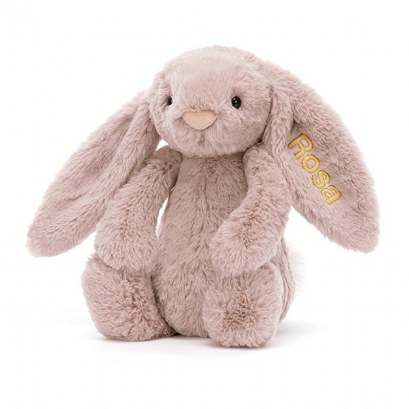 MEDIUM Jellycat Personalised Bashful Luxe Bunny Rosa 31 CM X 12 CM, Jellycat USA | SJ7291456