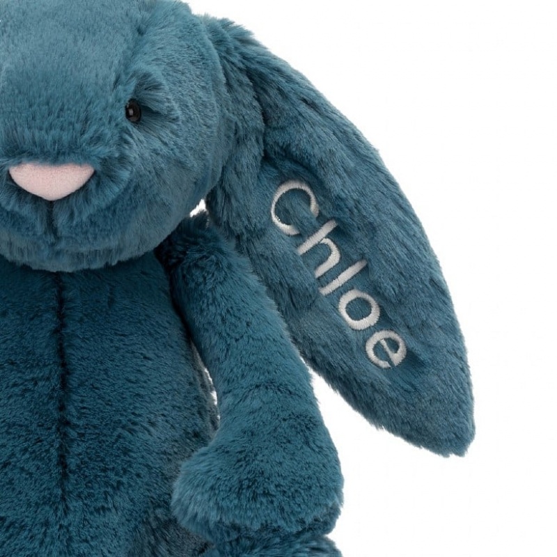 MEDIUM Jellycat Personalised Bashful Mineral Blue Bunny 31 CM X 12 CM, Jellycat USA | IP3671980