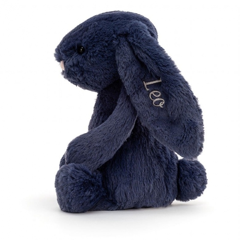 MEDIUM Jellycat Personalised Bashful Navy Bunny 31 CM X 12 CM, Jellycat USA | ZT3894620