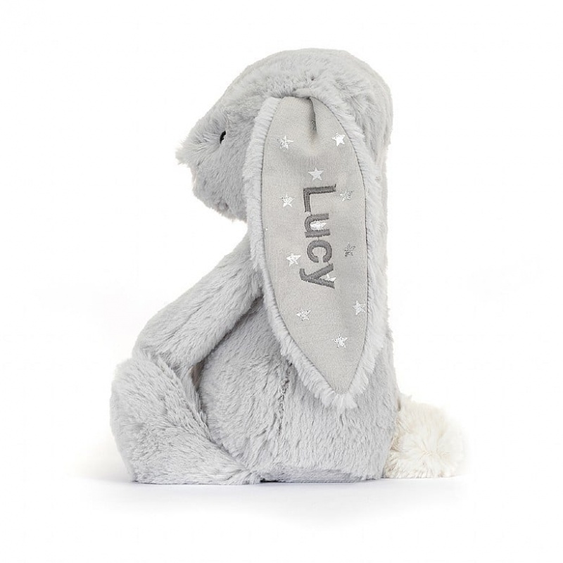 MEDIUM Jellycat Personalised Bashful Shimmer Bunny 31 CM X 12 CM, Jellycat USA | JR5402871