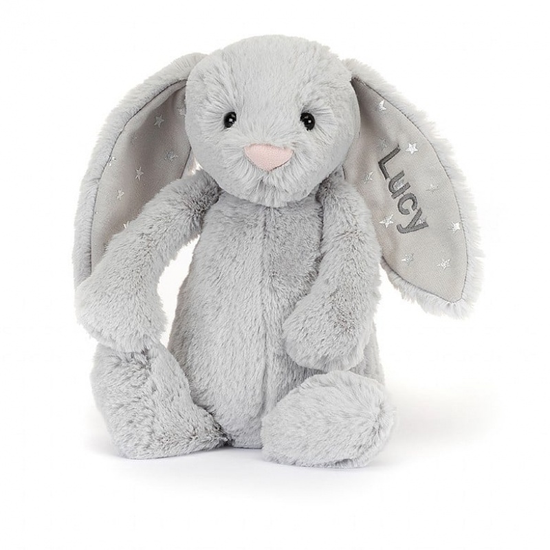 MEDIUM Jellycat Personalised Bashful Shimmer Bunny 31 CM X 12 CM, Jellycat USA | JR5402871