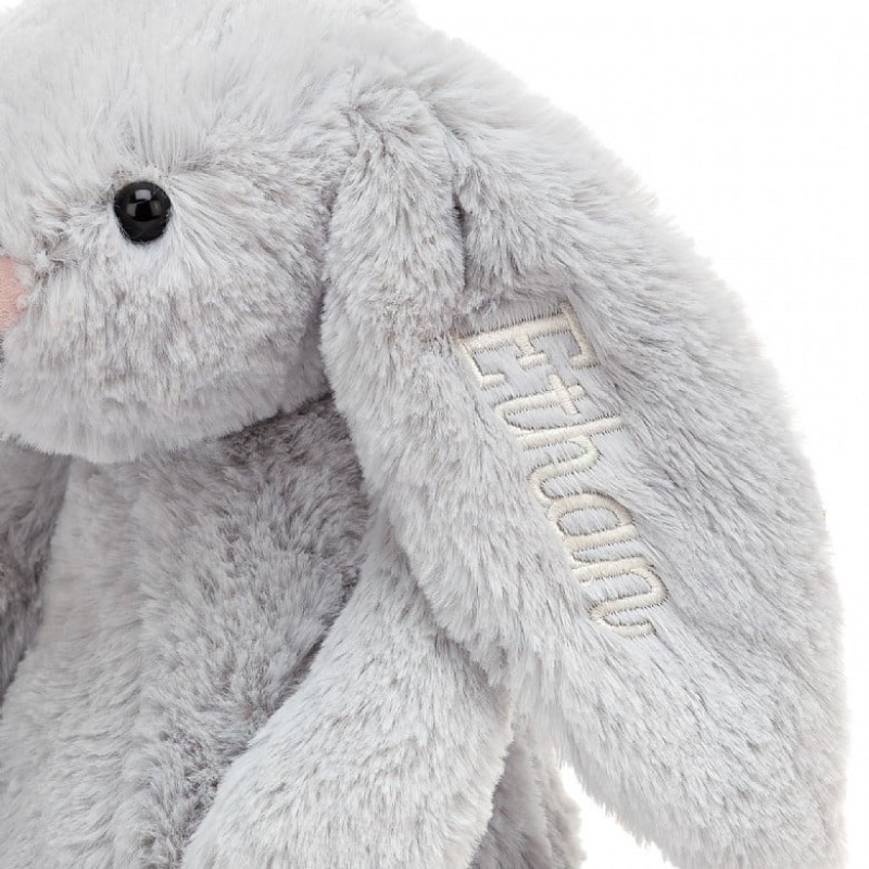 MEDIUM Jellycat Personalised Bashful Silver Bunny 31 CM X 12 CM, Jellycat USA | ED4963780