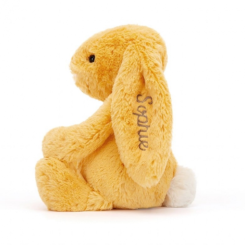 MEDIUM Jellycat Personalised Bashful Sunshine Bunny 31 CM X 12 CM, Jellycat USA | PU4860951