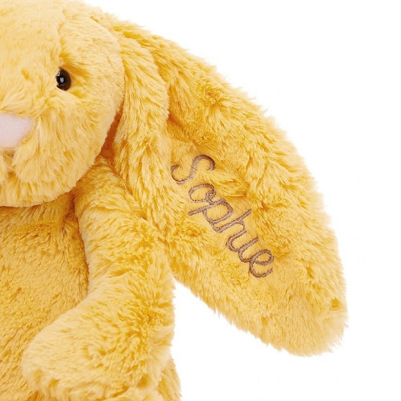 MEDIUM Jellycat Personalised Bashful Sunshine Bunny 31 CM X 12 CM, Jellycat USA | PU4860951