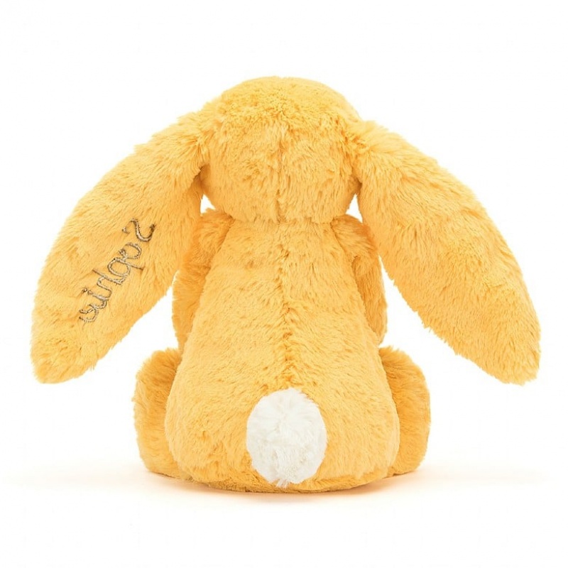 MEDIUM Jellycat Personalised Bashful Sunshine Bunny 31 CM X 12 CM, Jellycat USA | PU4860951