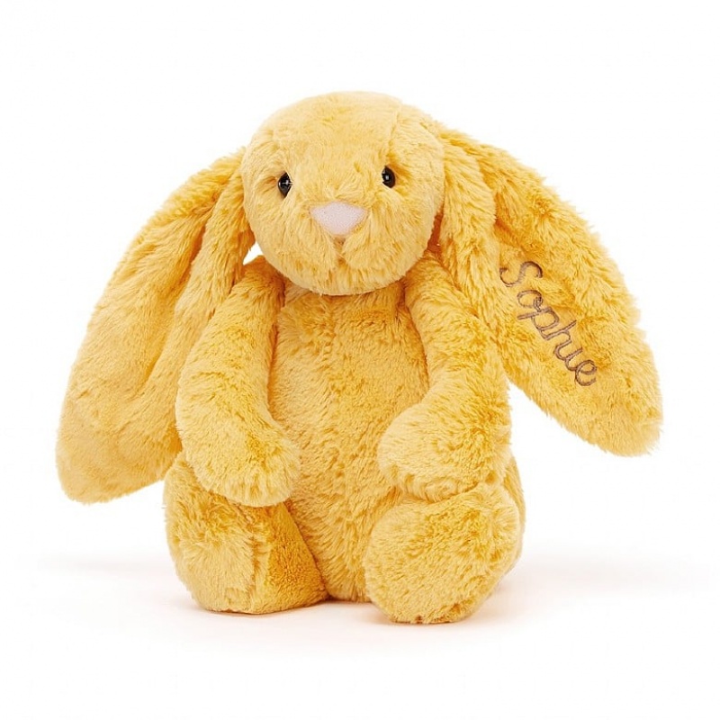 MEDIUM Jellycat Personalised Bashful Sunshine Bunny 31 CM X 12 CM, Jellycat USA | PU4860951