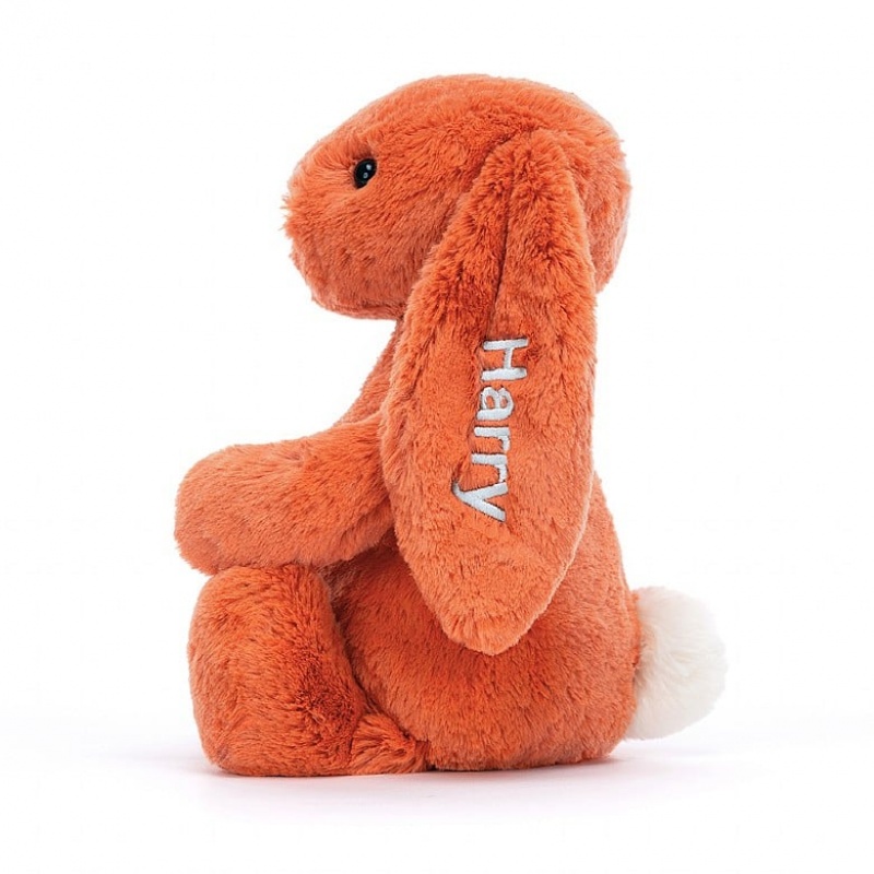 MEDIUM Jellycat Personalised Bashful Tangerine Bunny 31 CM X 12 CM, Jellycat USA | WH2094738