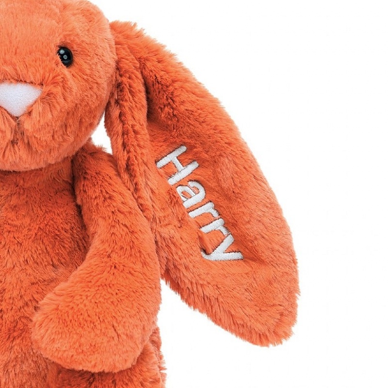 MEDIUM Jellycat Personalised Bashful Tangerine Bunny 31 CM X 12 CM, Jellycat USA | WH2094738