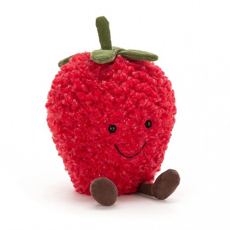 SMALL Jellycat Amuseable Strawberry 20 CM X 11 CM, Jellycat USA | NQ3857629