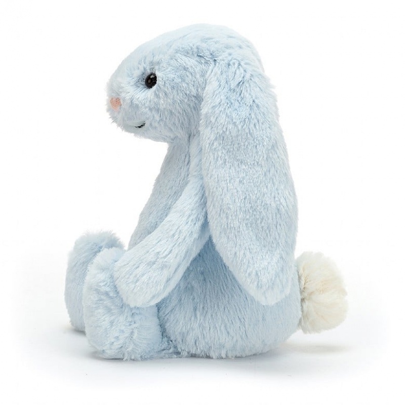 SMALL Jellycat Bashful Blue Bunny Rattle 18 CM X 9 CM, Jellycat USA | YB5690283