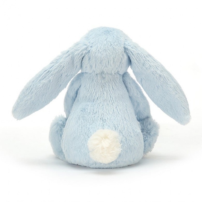 SMALL Jellycat Bashful Blue Bunny Rattle 18 CM X 9 CM, Jellycat USA | YB5690283