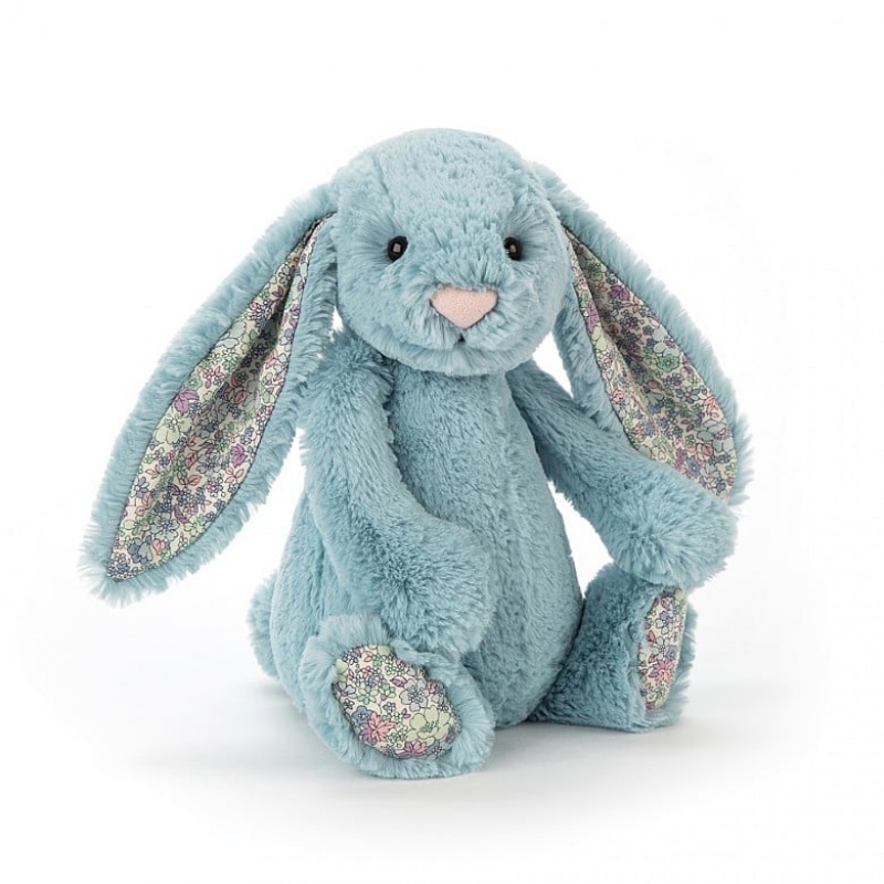 SMALL Jellycat Blossom Aqua Bunny 18 CM X 9 CM, Jellycat USA | ZT7658139