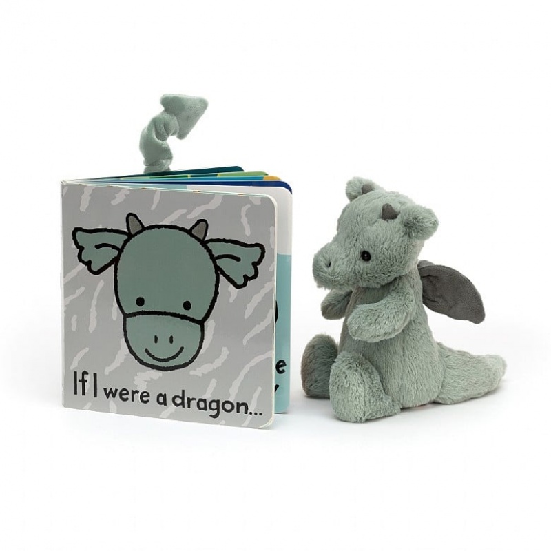 SMALL Jellycat If I Were A Dragon Book and Bashful Dragon, Jellycat USA | LB4356810