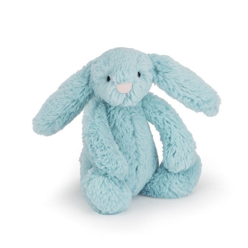 TINY Jellycat Bashful Aqua Bunny 13 CM X 6 CM, Jellycat USA | OH8631925